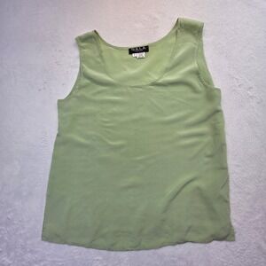 GALA Collection 100% Silk Tank Top Women's Large Light Green Sleeveless Blouse